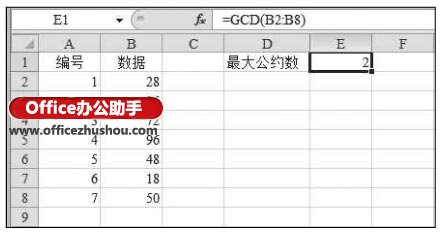 excel GCD函數的使用方法實例 GCD函數的公式語法及使用方法實例