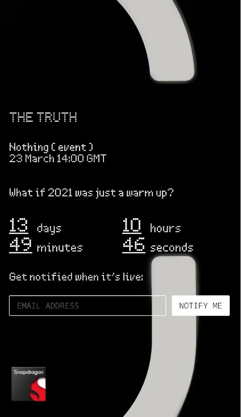 一加聯(lián)合創(chuàng)始人打造的 Nothing 首款智能手機將在 3 月 23 日發(fā)布，搭載高通驍龍芯片